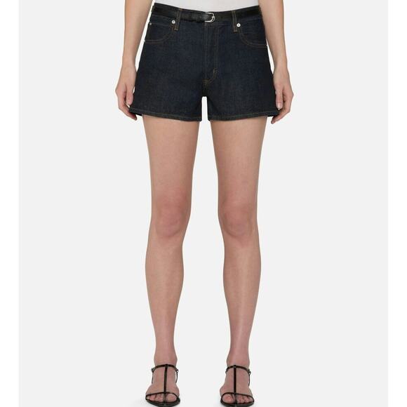 Frame 100% Cotton Button Fly Dark Wash Mini Denim Hang Shorts • Size 24 - Picture 1 of 5